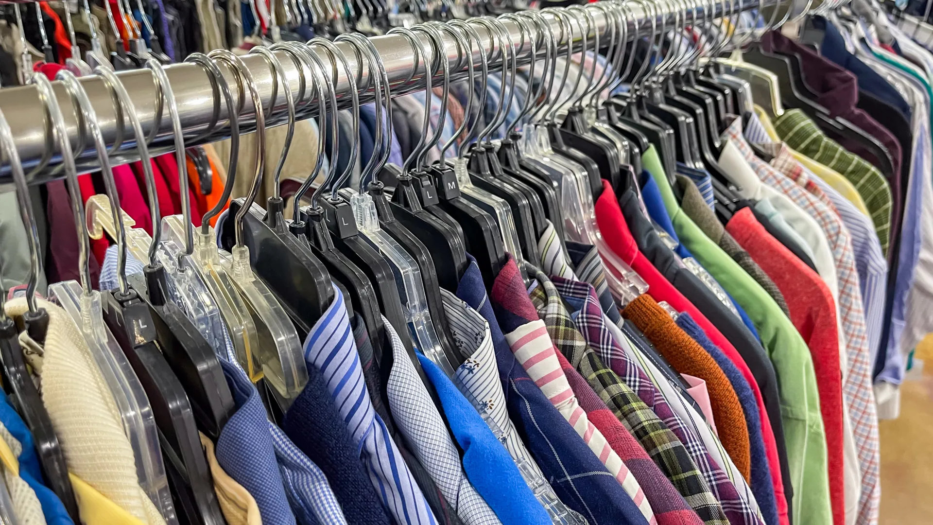 a rack of clothes