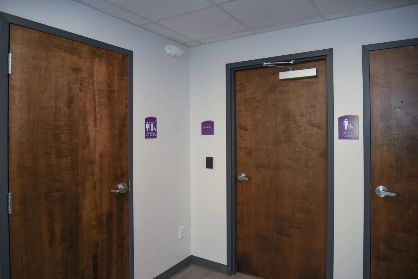 a couple of doors in a room