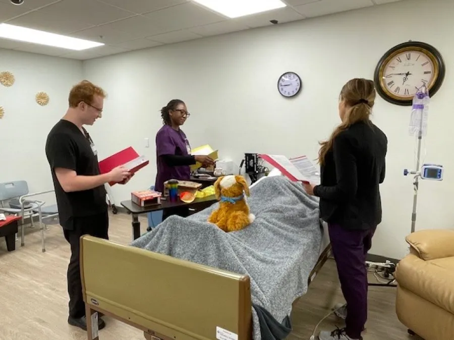 a group of people in a room