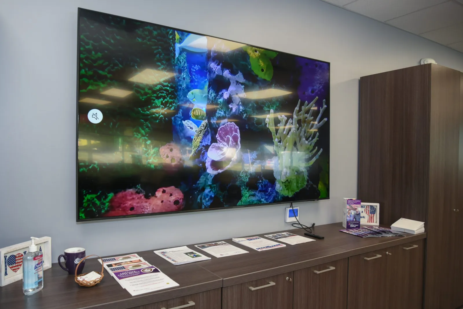 a large aquarium with fish