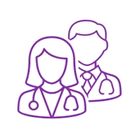 a purple and black logo